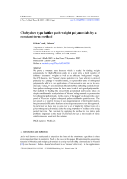 Chebyshev type lattice path weight polynomials by a constant term