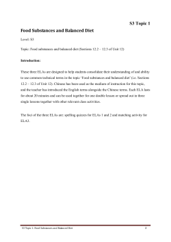S3 Topic 1 Food Substances and Balanced Diet