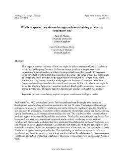 An alternative approach to estimating productive vocabulary size