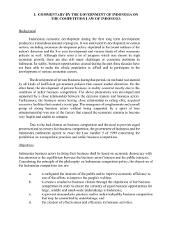 1. COMMENTARY BY THE GOVERNMENT OF INDONESIA ON THE