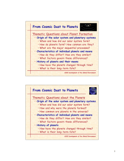 From Cosmic Dust to Planets - Indiana University Bloomington