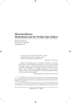 Matermorphoses: Motherhood and the Ovidian Epic