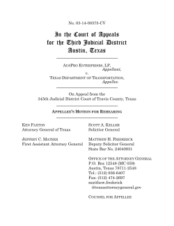 In the Court of Appeals for the Third Judicial District Austin, Texas