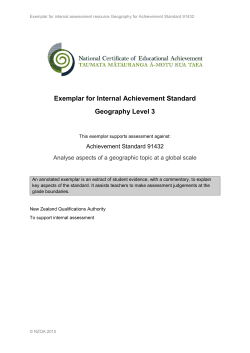 Exemplar for Internal Achievement Standard Geography Level 3