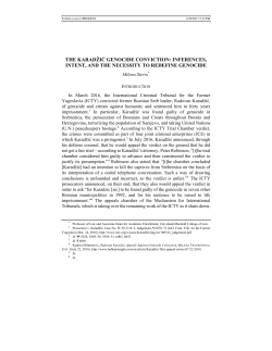 THE KARADŽIĆ GENOCIDE CONVICTION: INFERENCES, INTENT
