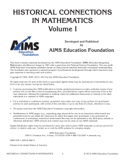 HISTORICAL CONNECTIONS IN MATHEMATICS