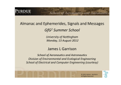 Almanac and Ephemerides, Signals and Messages GfG2 Summer