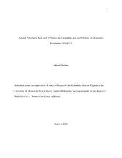 Against Putschism: Paul Levi`s Politics, the Comintern, and the
