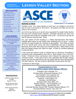 Summer 2014 - ASCE Lehigh Valley Section