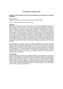 DEPARTMENTAL SEMINARS (2002) - Faculty of Arts and Social