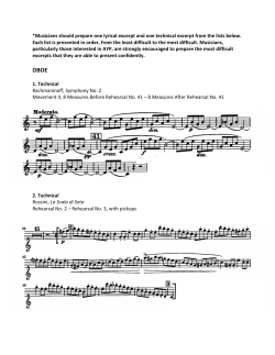 *Musicians should prepare one lyrical excerpt and one technical