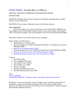 FINAL EXAM &ndash; Tuesday May 6 at 8:00 pm