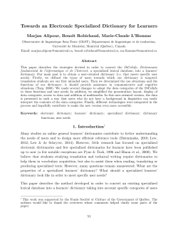 Towards an Electronic Specialized Dictionary for Learners