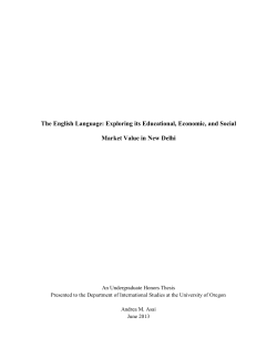 The English Language - INTL Department of International Studies