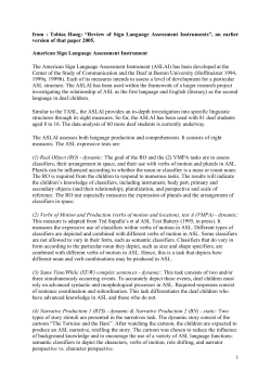 1 from : Tobias Haug: &ldquo;Review of Sign Language Assessment