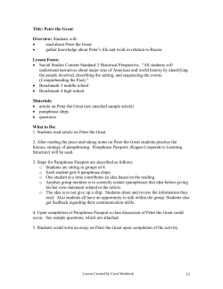 11 Title: Peter the Great Overview: Students will: &bull; read about Peter