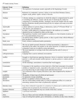 9th Grade Literary Terms - Franklin County School District