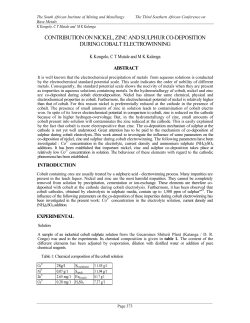 contribution on nickel, zinc and sulphur co
