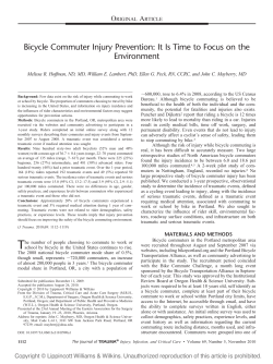 Bicycle Commuter Injury Prevention: It Is Time to Focus on the