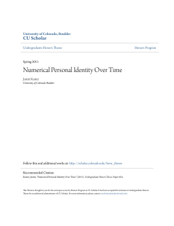 Numerical Personal Identity Over Time - CU Scholar