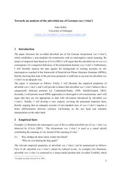 Towards the adverbial use of German interrogative was