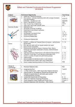 Gifted and Talented Curriculum Enrichment Programme 2015/2016