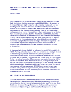 PURGES, EXCLUSIONS, AND LIMITS: ART POLICIES IN