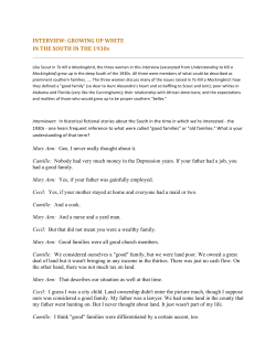 INTERVIEW: GROWING UP WHITE IN THE SOUTH IN THE 1930s