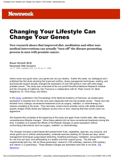 Changing Your Lifestyle Can Change Your Genes