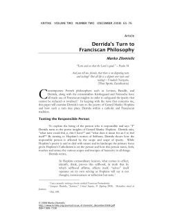 Derrida`s Turn to Franciscan Philosophy