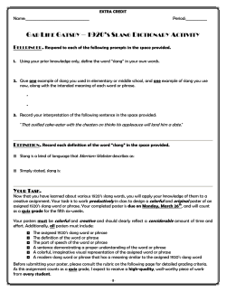 1920s Slang Dictionary 2014