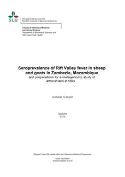 Seroprevalence of Rift Valley fever in sheep and goats in