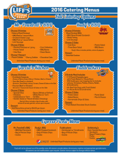 2016 Catering Menus - Cliff`s Amusement Park