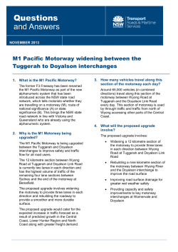 M1 Pacific Motorway widening between the Tuggerah to Doyalson