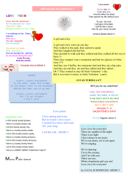 LOVE POEM Will you be my Valentine ?