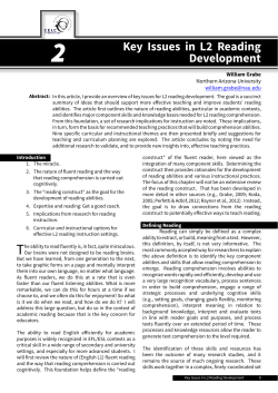 Key Issues in L2 Reading Development