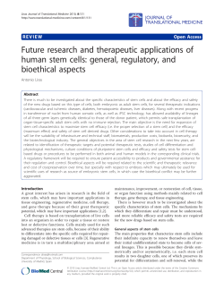 Future research and therapeutic applications of human stem cells