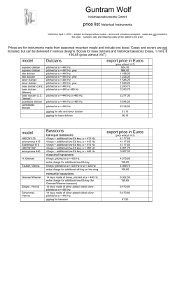 Prices - Lazar`s Early Music