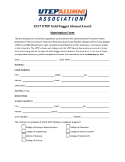 2017 UTEP Gold Nugget Alumni Award Nomination Form