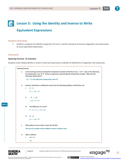 Lesson 5: Using the Identity and Inverse to Write Equivalent