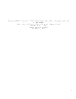 Day 1 - Monday, Oct 14 - United Union of Roofers, Waterproofers