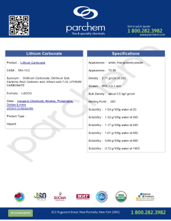 Lithium Carbonate Specifications