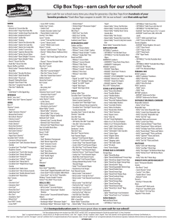 Box Tops Product List