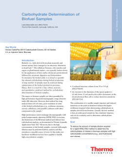 Carbohydrate Determination of Biofuel Samples