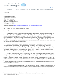 ASA Comments to FTC Re: Health Care Workshop, Project No
