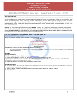 Learning Objectives Lesson Sequence