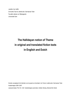 The Hallidayan notion of Theme in original and translated fiction