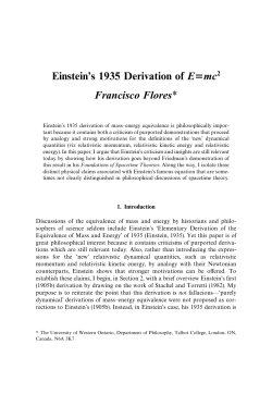 Einstein&acirc;&bull;Žs 1935 Derivation of E=mc2