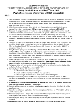 Closing Date is 12 Noon on Friday 2 June 2017 (Applications