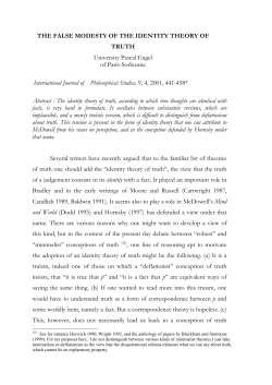 2001 The false modesty of the identity theory of truth
